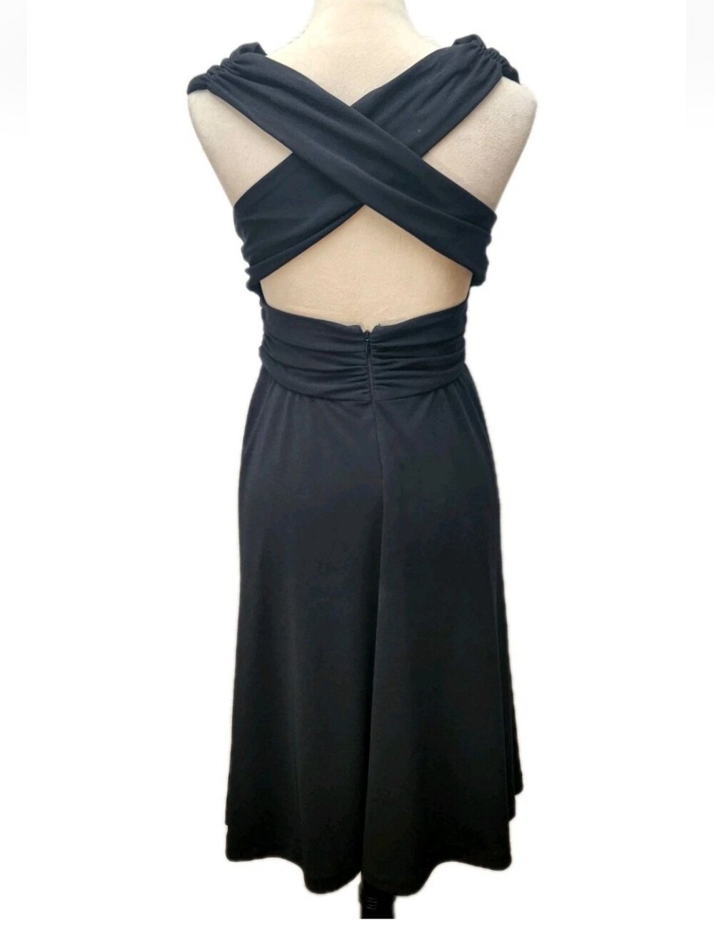 white house black market fit flare cross strap open back Dress Size 6 Cocktail